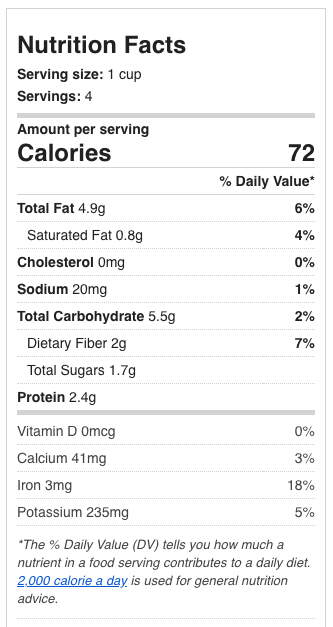 Nutritional Facts Table