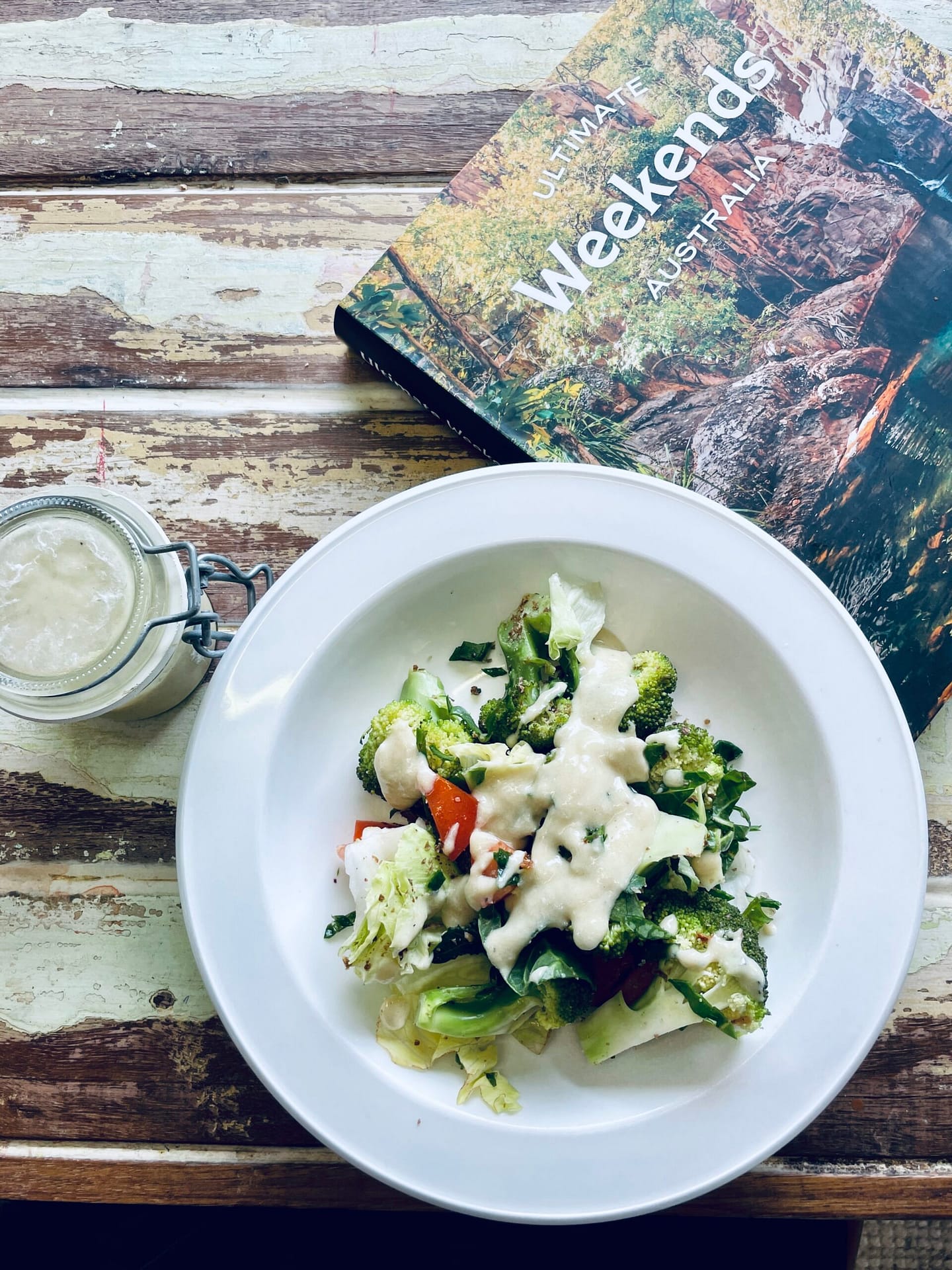 Green Broccoli Salad with Lemon Tahini